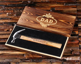 Engraved Personalized Hammer with Wood Box Customized Father of Bride Groomsmen Home Builder Construction Worker Gift, Father's Day Dad Gift