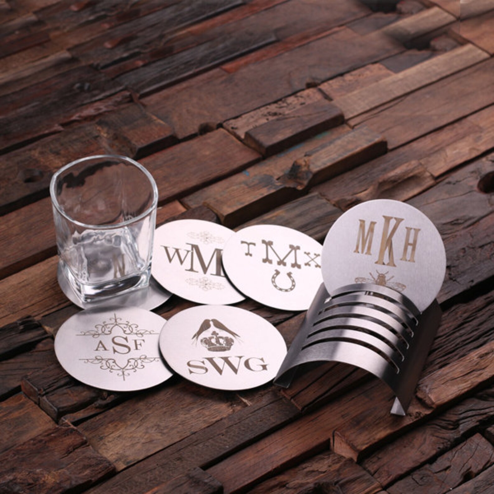Personalized Engraved Stainless Steel 6pc Coasters Set With Etsy