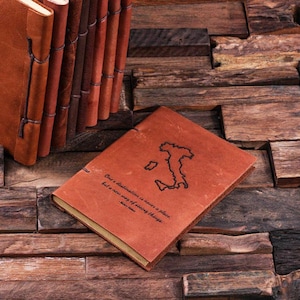 Italy Personalized Monogrammed Leather Engraved  Recipe Cookbook Notebook (024205)