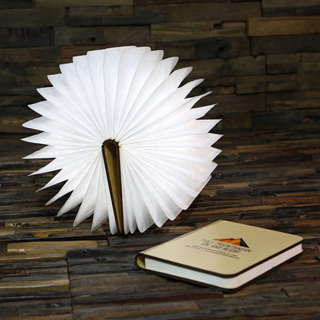 LED Book Shape Wood Desk Lamp Light Personalized Etsy