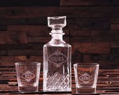 His and Hers Couple Gift Whiskey Decanter and Rocks Tumbler Glasses
