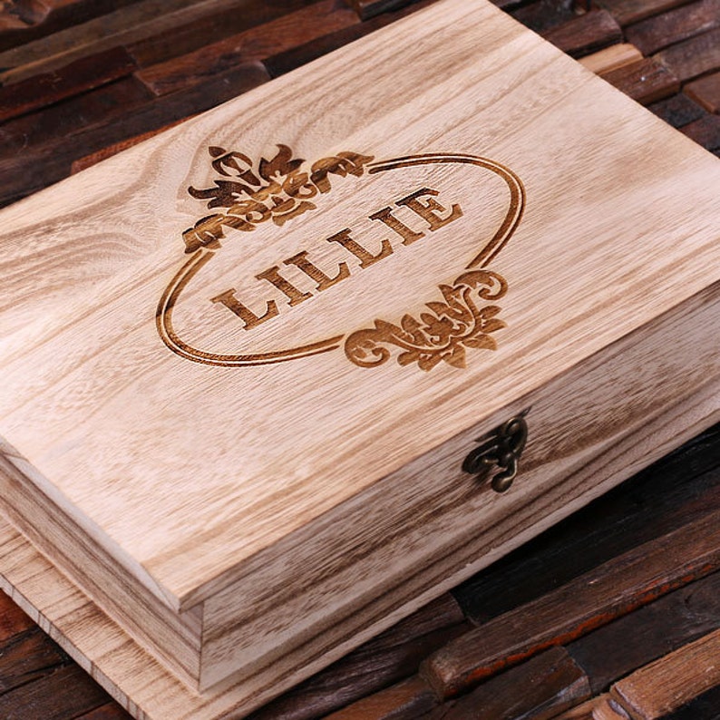 Personalized Wood Book Box Monogrammed Engraved 024632 Etsy