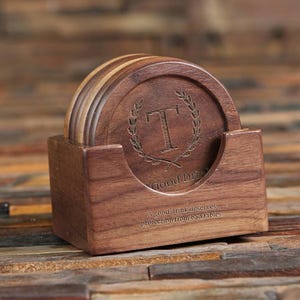 Personalized Engraved Wood 6pc Coasters Set, Groomsmen Gift, Housewarming Gift, Family Reunion Gift