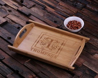 Personalized Engraved Wood Serving Tray House Party Customized Monogrammed Birthday Gift (024448)