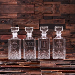 Personalized Whiskey Decanter, Glass, Ice Ball & Coaster Set - Teals  Prairie & Co.®
