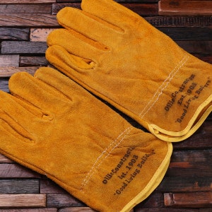 Personalized Leather Suede Gardening, Construction Worker Gloves Gift for Men 024427 image 3