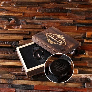 Engraved Wood Watch Personalized Custom Bamboo Leather Straps Gift for Men, Dad, Father&#39;s Day Groomsmen Watch, Wood Anniversary, Boyfriend