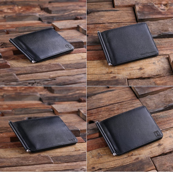 New-slim Fit Personalized Monogrammed Engraved Leather Bifold 