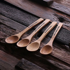 Engraved Wood Bamboo Spoons