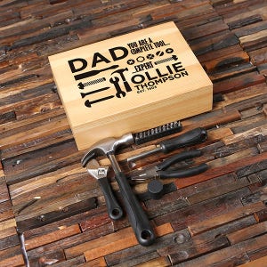 Personalized Tool Set with Hammer, Pliers and other Tools Monogrammed Engraved Box Construction Worker Carpenter Handyman Tool Kit imagem 5