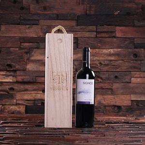 Personalized Wood Single Bottle Wine Box Weddings & Holiday Gifts Ideas (024402)
