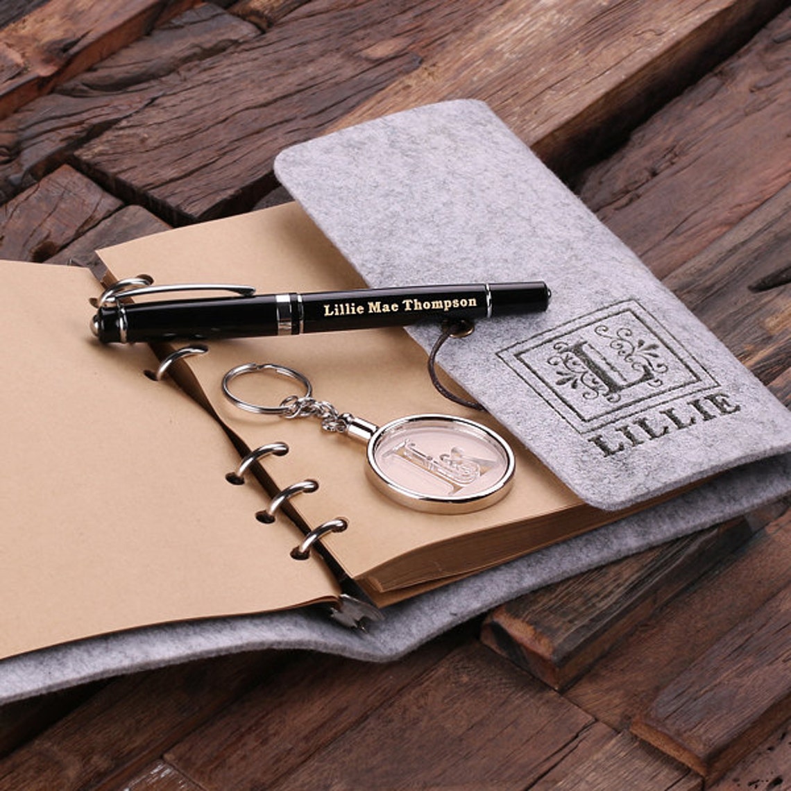 4pc Women's Gift Set Personalized Felt Journal Etsy