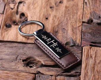 Personalized Leather Key Chain Monogrammed Groomsmen, Bridesmaid, Father's Day, Coworker Men's Gift