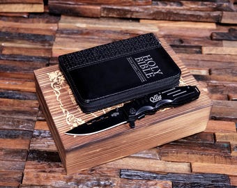 Custom Boy KJV Mini Pocket Bible & Engraved Pocketknife, Christian Son Gift, Christian Boy Teenager Gift, Custom Teen Bible, Grandson Gift