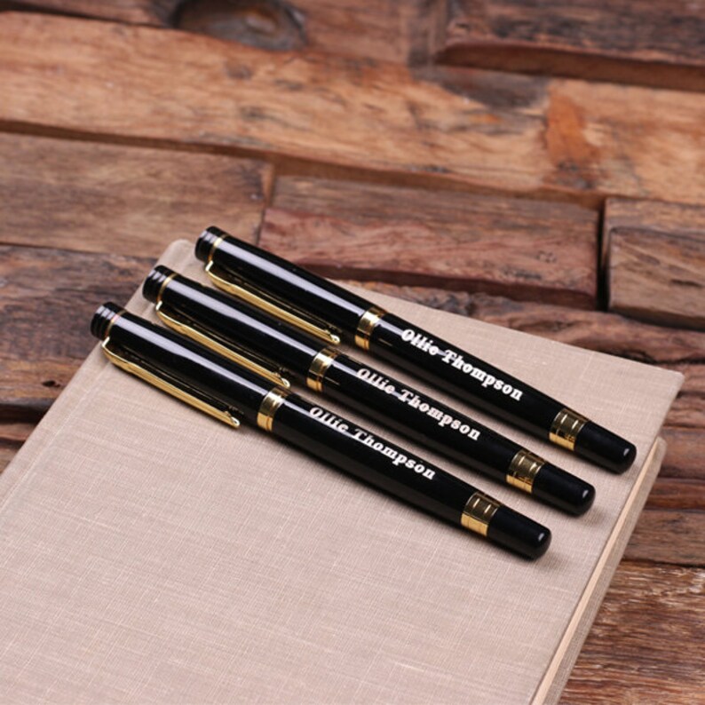 3 Personalized Rollerball Pens Coworker Corporate Etsy