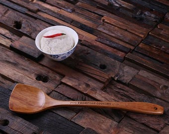 Engraved Spatula Large Customized  Monogrammed Wood Bamboo Holiday Kitchen House Gift Personalized (024343)
