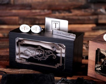 Cuff Link Set Money Clip Tie Clip Gift for Dad, Groomsmen Gift, Gift for Pastor Silver Gold Anniversary Gift, Father of Bride Gift for Men