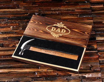 Engraved Personalized Hammer with Wood Box Customized Father of Bride Groomsmen Home Builder Construction Worker Gift, Father's Day Dad Gift