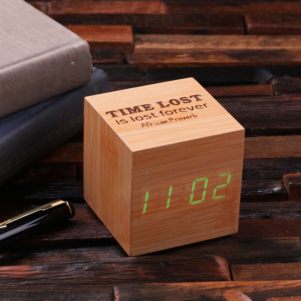 Engraved Personalized Digital Wood Alarm Clock Customized Graduate Gift Monogrammed (024347)