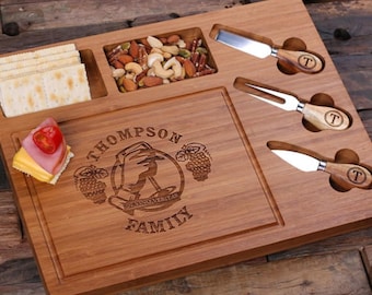 Wood Cutting Bread Cheese Serving Tray Board with Tools
