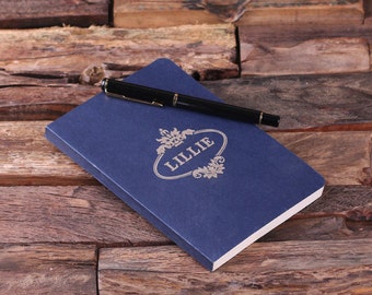 Blue Personalized Custom Portfolio Journal Notebook (024441)