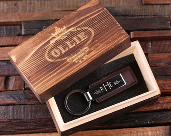 Personalized Leather Key Chain Monogrammed Groomsmen, Bridesmaid, Father's Day, Coworker Men's Gift
