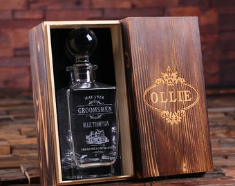 Whiskey Scotch Decanter Bottle with Optional Wood Box