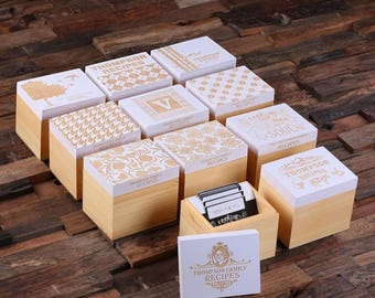 50 Recipe Cards Box Engraved with Dividers, Labels, Personalized Pen and Measuring Spoons (025327)