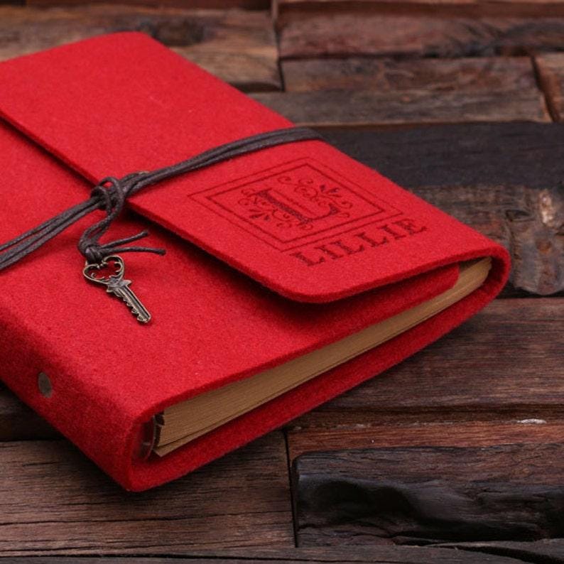 Ruby Red Notebook Monogrammed Personalized Ruby Red Valentine Felt Engraved Notebook ...