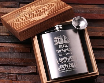 Personalized 7 oz Stainless Steel Metal Whiskey Scotch Flask Unique Men Christmas, Groomsmen, Man Cave, 21st Birthday Gift