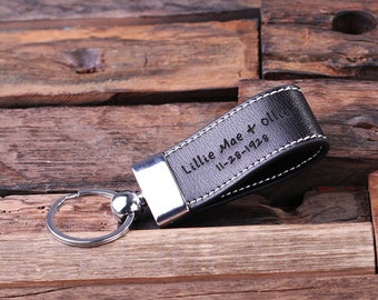 Personalized Leather Engraved Key Chain Key Ring Handsome Groomsmen, Corporate or Promotional Gift