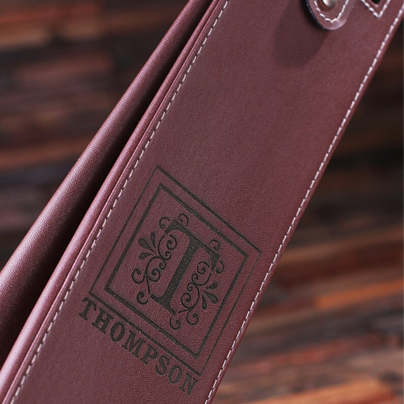 Personalized Engraved Monogrammed Leather Wine Bottle Holder Etsy