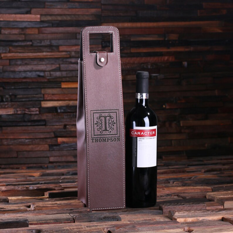 Personalized Engraved Monogrammed Leather Wine Bottle Holder Etsy