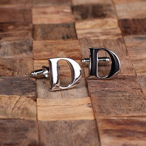 Initial "D" Classic Cuff Link with Wood Box