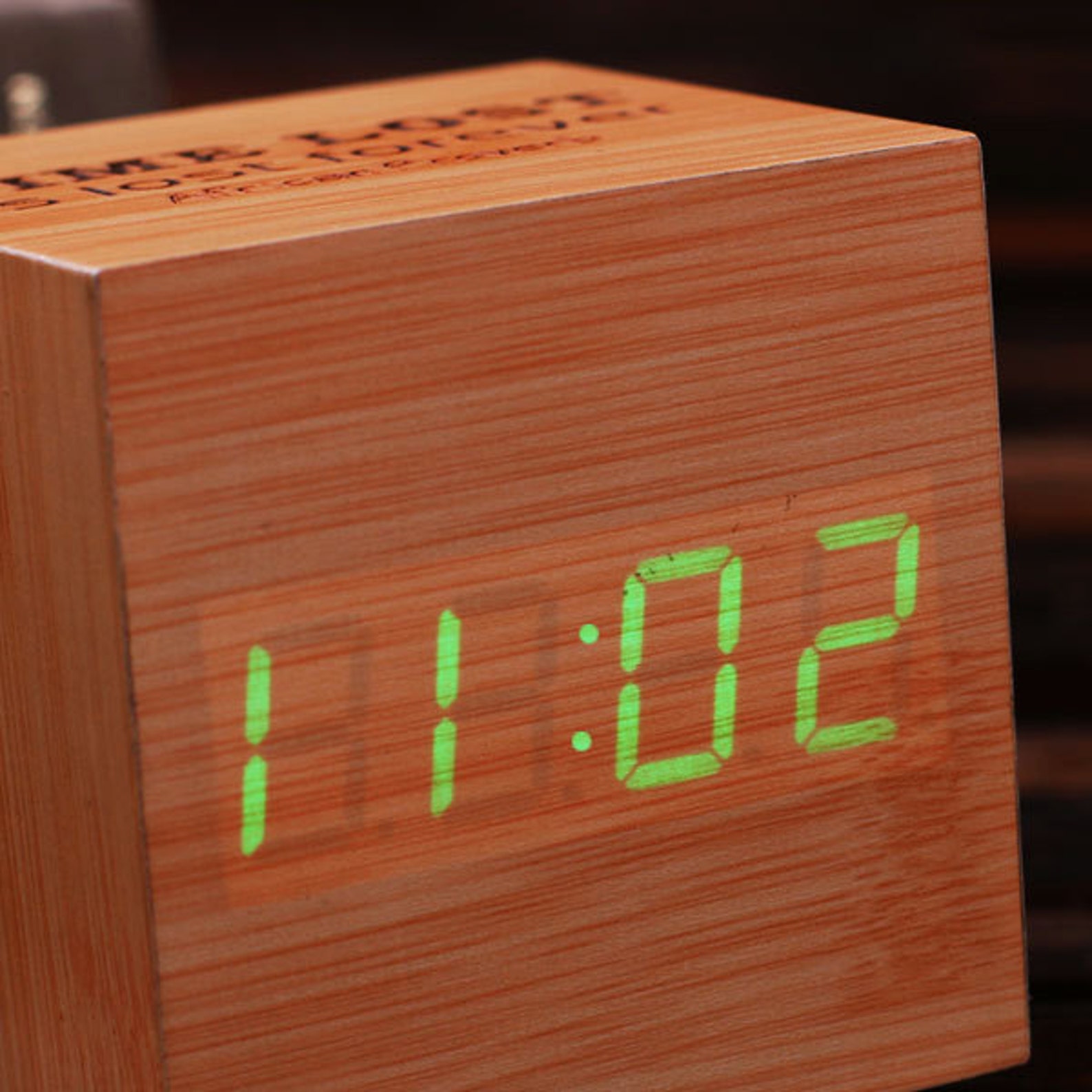 Engraved Personalized Digital Wood Alarm Clock Customized Etsy