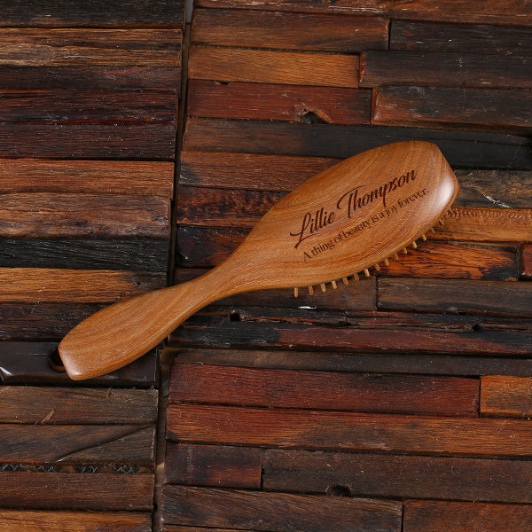 Wood Hair Brush with Wood Bristles Personalized Natural