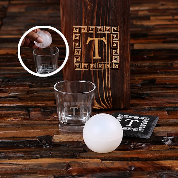 Whiskey Ball Whiskey Glass, Slate Coaster ice Ball Maker Mold Wood