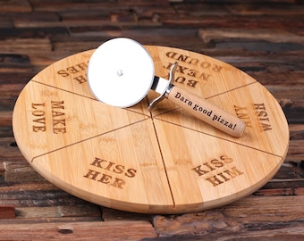 Personalized Pizza Board, Pan, Tray with Pizza Cutter Serving Tray (024884)