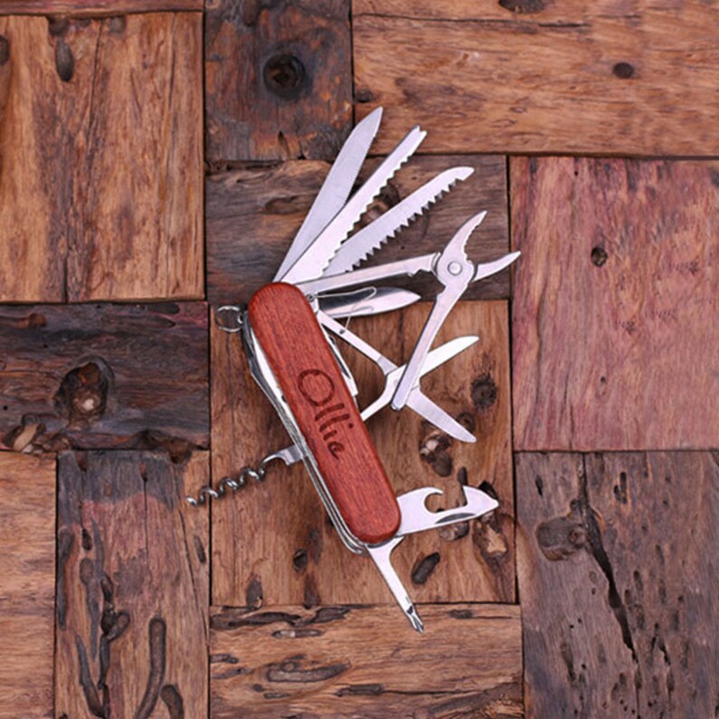 Personalized Wood Multitool Pocket Knife Bottle Opener Etsy