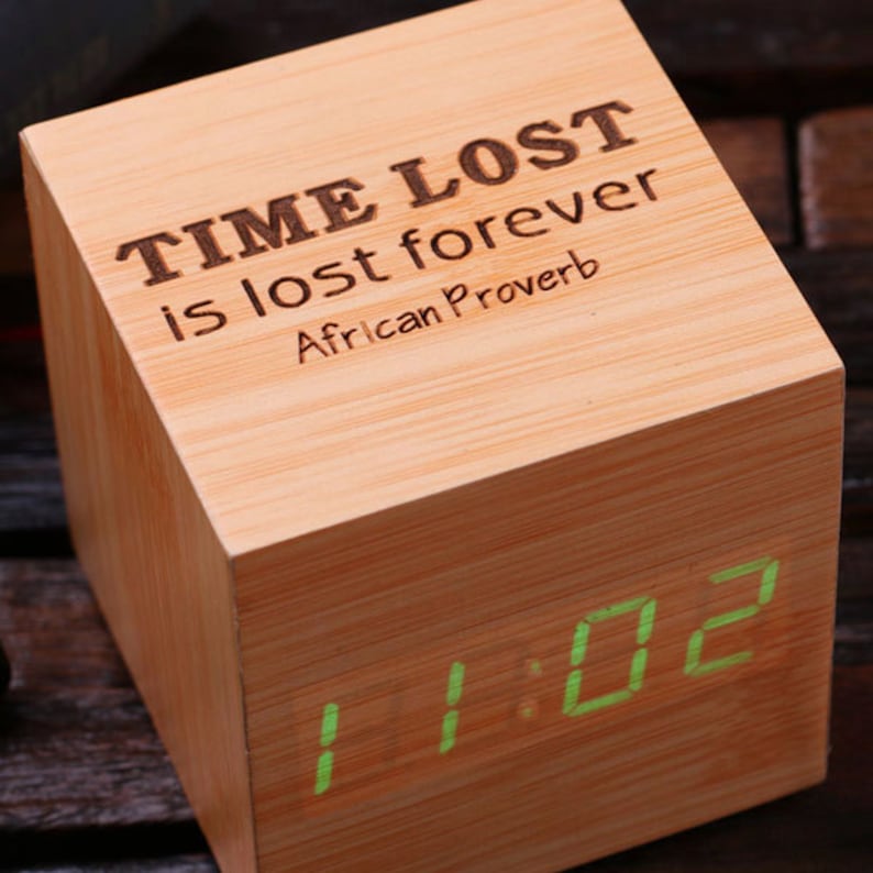 Engraved Personalized Digital Wood Alarm Clock Customized Etsy