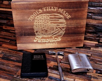MAGA Gag Gift, Custom KJV Bible for Men, Multitool Hammer, Holy Water Flask, Christian Gift for Men, Trump Support Gift, Dad Gag Gift