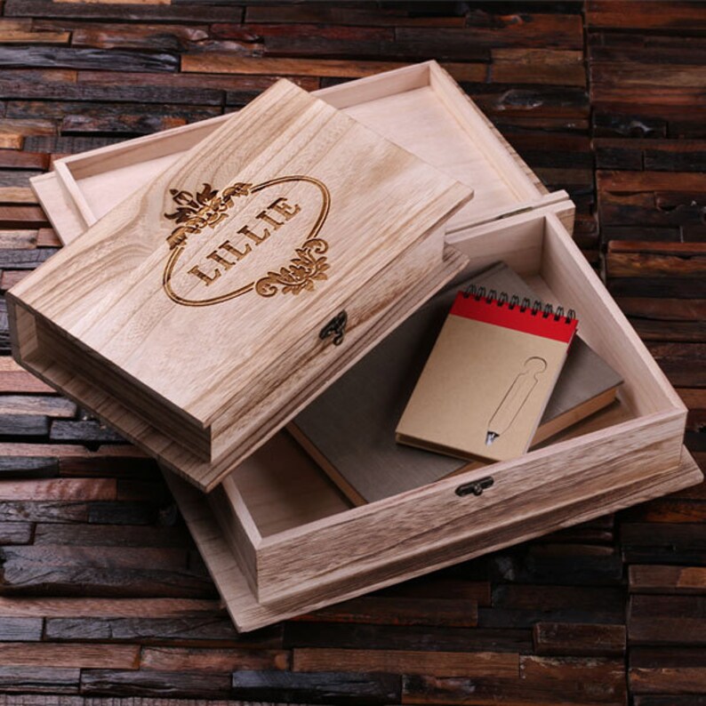 Personalized Wood Book Box Monogrammed Engraved 024632 Etsy