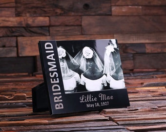 Personalized Black Frame Engraved Monogrammed Bridesmaid, Maid of Honor, Bridal Picture 4 x 6 Photo Frame (024279)