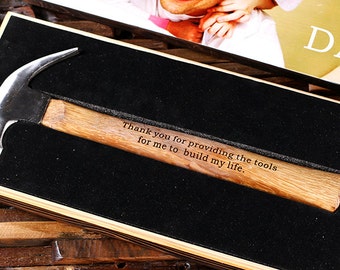 Engraved Personalized Hammer with Wood Box Customized Father of Bride Groomsmen Home Builder Construction Worker Gift, Father's Day Dad Gift