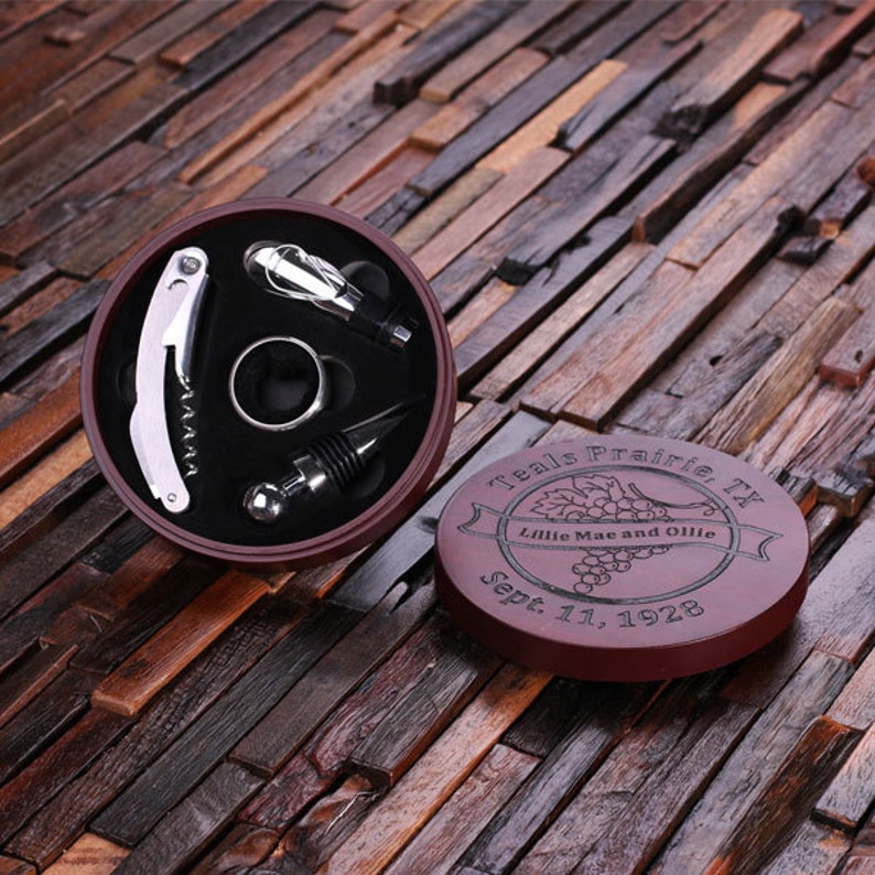 Personalized 5pc Wine Accessories Tool Kit Gift Set Engraved Etsy