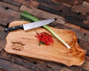 Personalized Cedar Wood Cutting Chopping Board Engraved and Monogrammed Family Name (025205)
