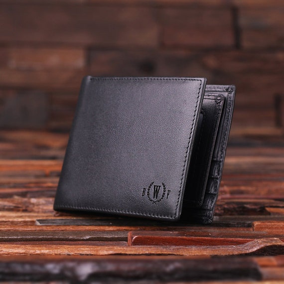  Personalized Engraved Monogrammed Mens Leather Wallet