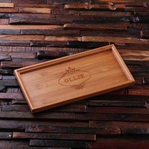Personalized Engraved Monogrammed Bamboo Drink Serving Tray