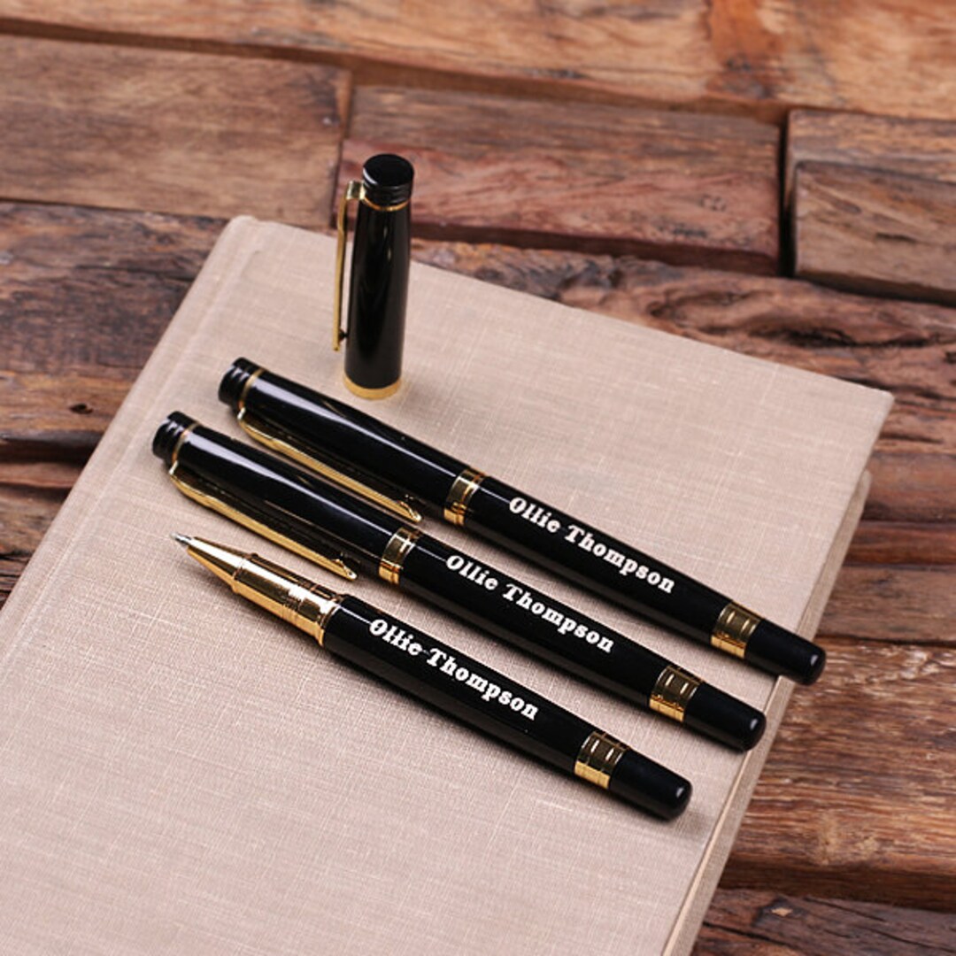 3 Personalized Rollerball Pens Coworker Corporate Etsy