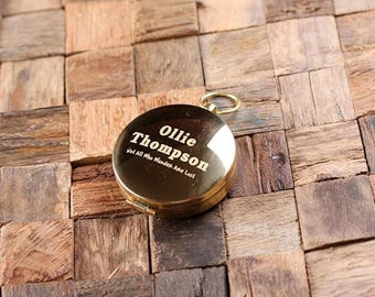 Personalized Gold Brass Compass Vintage Pocket Watch Style